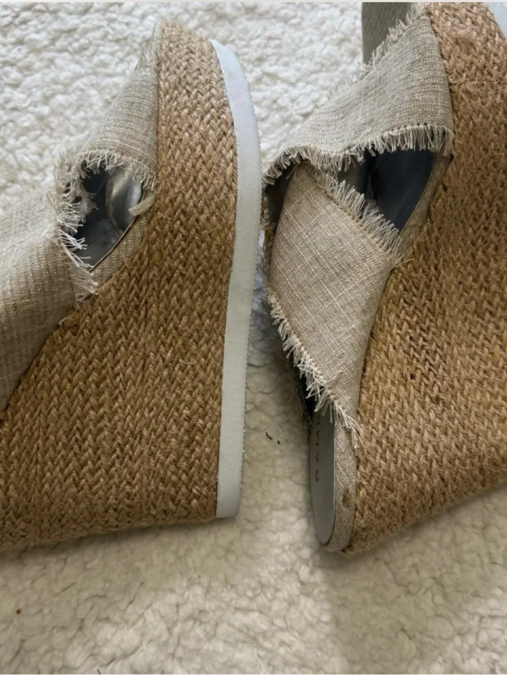 Rampage Natural Jute Espadrille Wedges with Tan & Brown White Soles